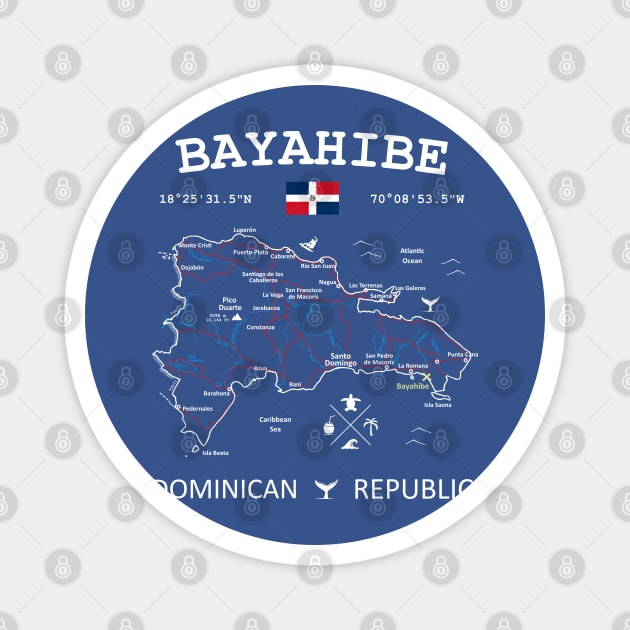 Bayahibe Dominican Republic Flag Travel Map Coordinates GPS Magnet by French Salsa